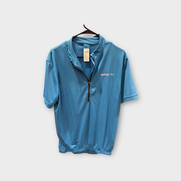 Spotti Other - Spotti Men's Cycling Jersey Extra Large Blue 1/2 Zip Short Sleeve 3 Pockets‎ EUC